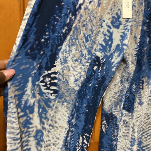 NWT SPANNER Blue and White Abstract Wide Leg Pants - Picture 3 of 6